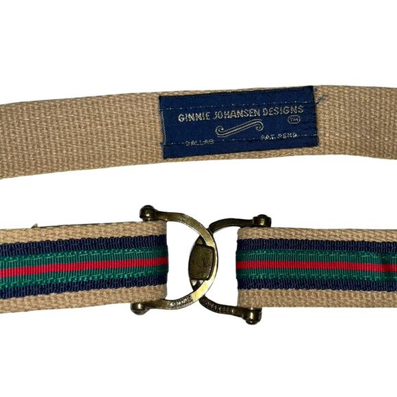 Ginnie Johansen Adjustable Woven Canvas Striped Bridle Buckle Belt Size: 28-29 - Picture 4 of 5